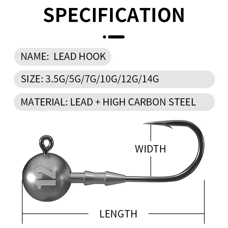 LINNHUE Lead head hook 5pcs/bag 3.5g 5g 7g 10g 12g 14g hook high carbon Stainless Squid Jig tackle accessories fishing hook