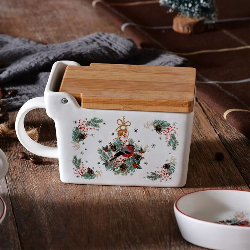 Christmas tree  afternoon teacup dish cutlery Ceramic cutlery Christmas dinnerware set