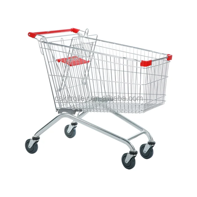 Durable Euro type metal supermarket shopping  cart hand push trolley hypermarket trolley