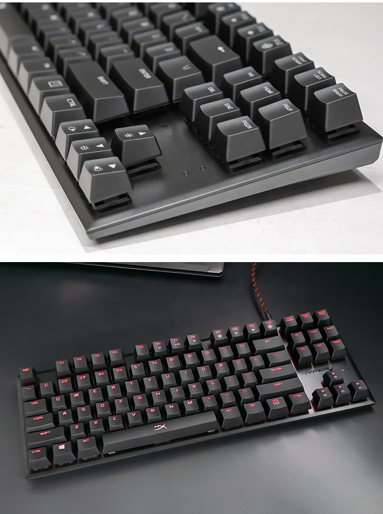  Механическая игровая клавиатура с подсветкой профессиональная из сплава FPS Pro (87 клавиш) RGB вишнево-красный