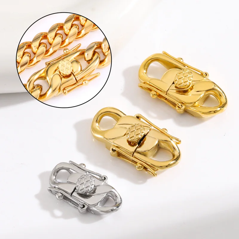 Faucet Stainless Steel Cuban Chain Buckle 18K Gold Fadeless Dragon Head Necklace Bracelet Tail Clasp DIY Jewelry Accessories