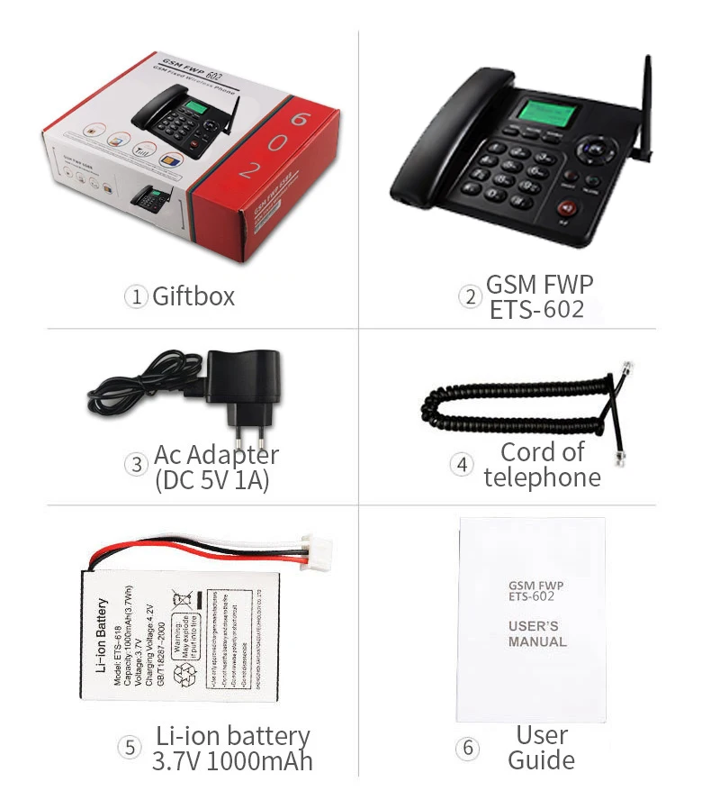 GSM Wireless Fix Phone Telephone with Dual SIM Slots Recording/Earpiece Support 602