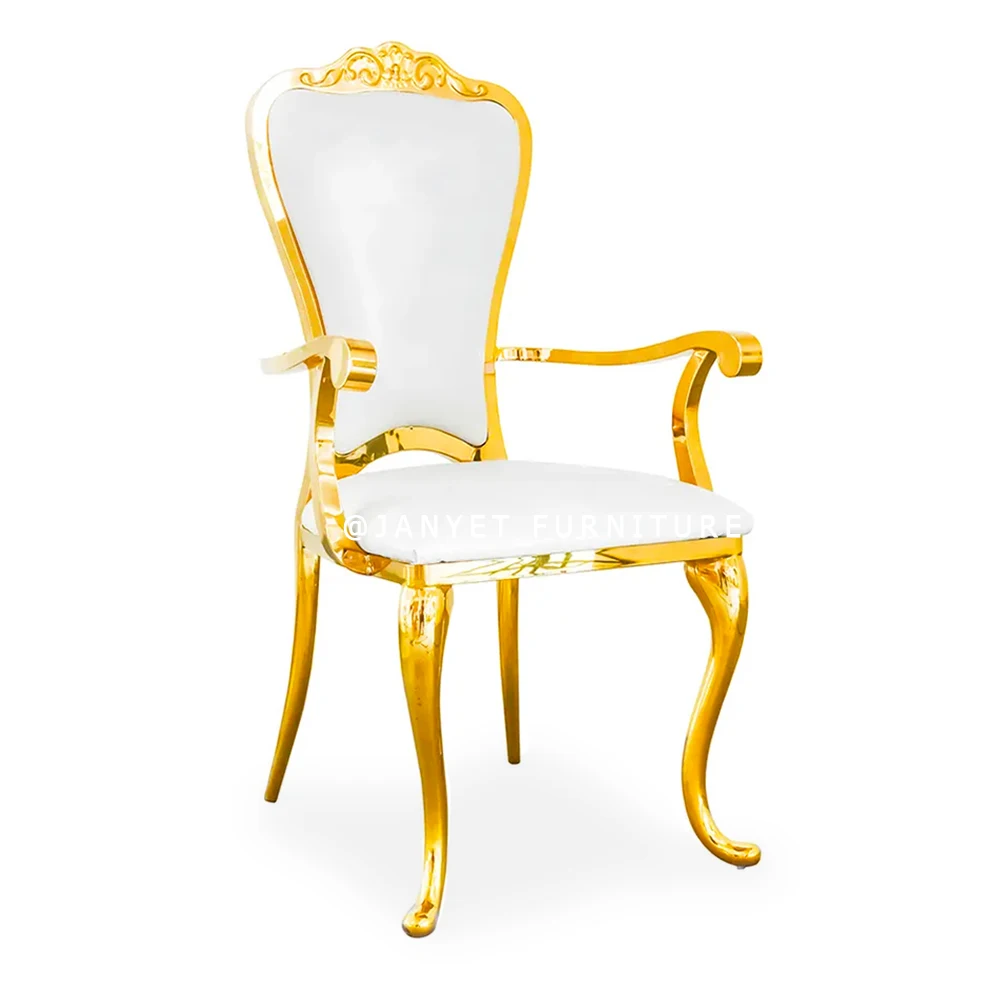 Hot Selling Wedding Event Armrest Gold Stainless Steel Chair On Sale