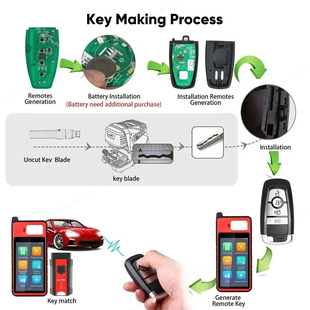 Autel IKEYFD004AH IKEY 4 Buttons Smart Key for Ford Used with Altra Car Key Programmer OBD2 Scanner KM100 IM508 IM608S II