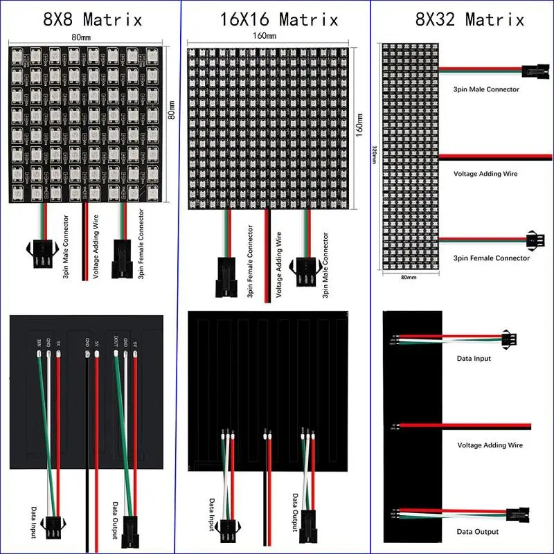 CE ROHS DIY Image Video Text Display Flexible RGB Screen Addressable 64 Pixel Panel WS2812 SK6812 WS2812b 8x8Led Matrix