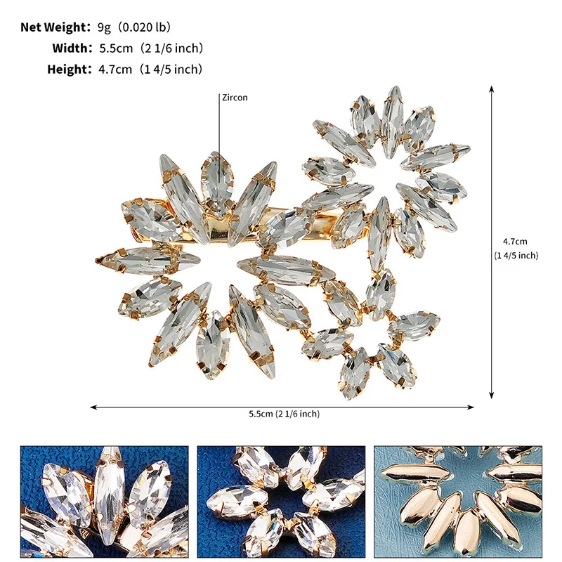 New Design Bridal Hair Accessories Crystal Flower Hair Pins Handmade Wedding Headdress Rhinestone Barrette Hair Clips
