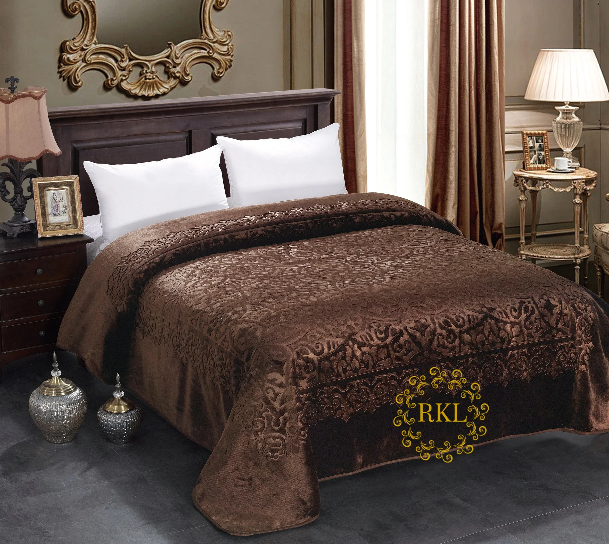 Wholesale Plain Super Soft Polyester Korean Raschel Blanket Embossed Mink Raschel Blankets