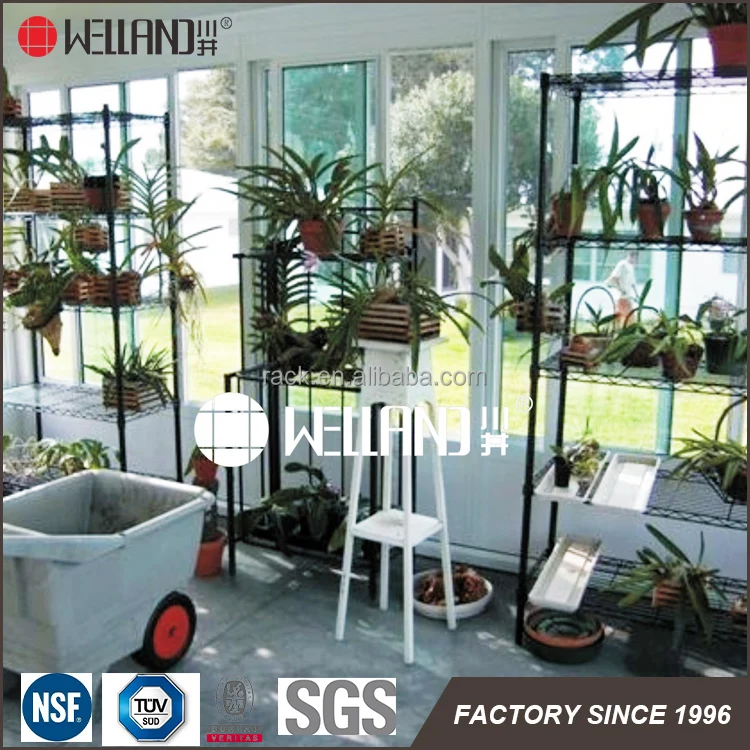 Adjustable Garden Greenhouses Metal Planter Shelf For Green House Rack Customers