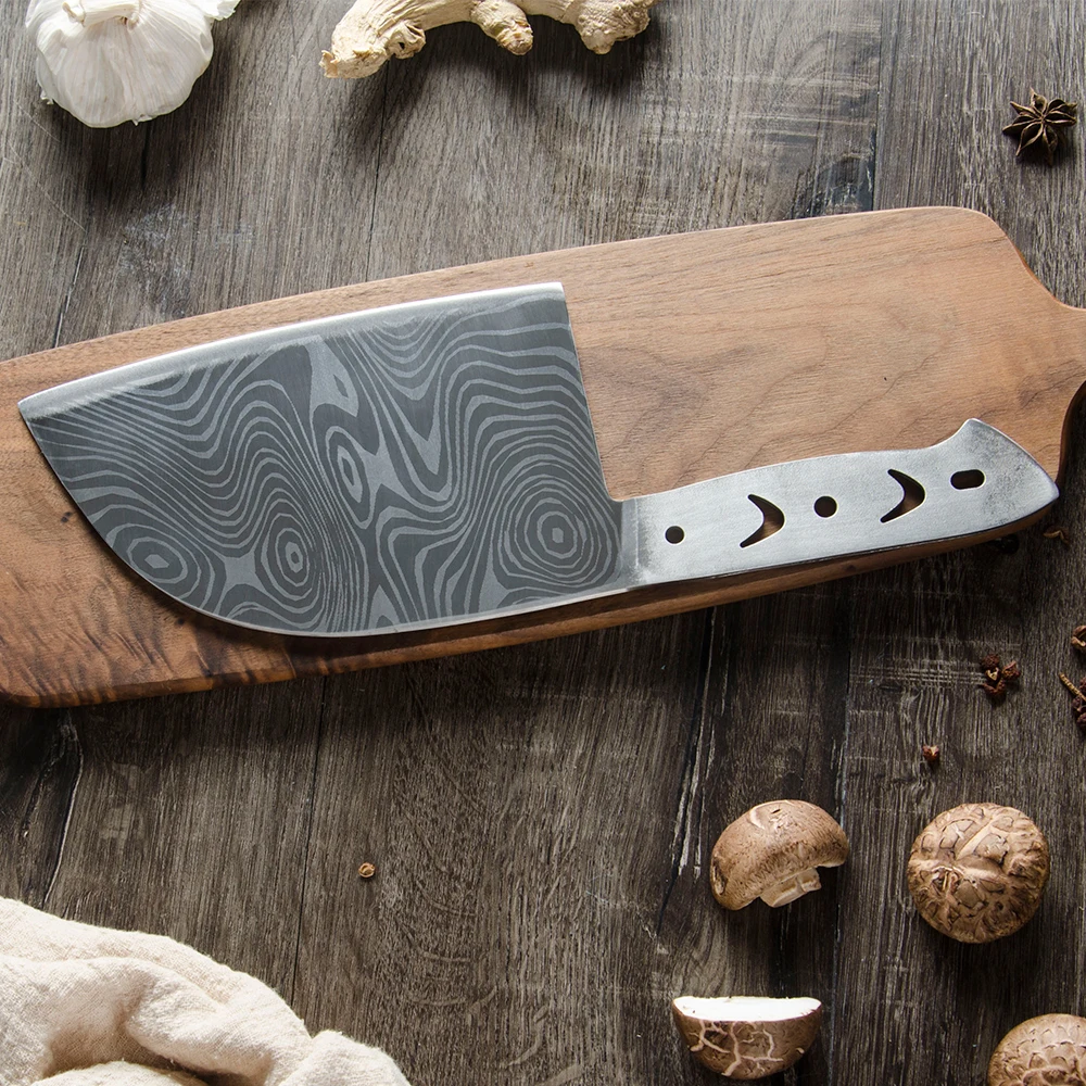 
Factory Direct Full Tang DIY Outdoor Hunting 4cr13 Stainless Steel 4mm Thick Damascus Pattern Blank Butcher Knife Blade Blanks 