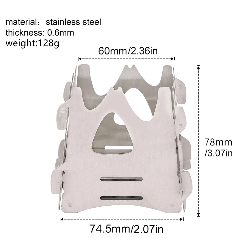 JWQ-009 Picnic stainless steel portable wood stove mini assembly card camp stove