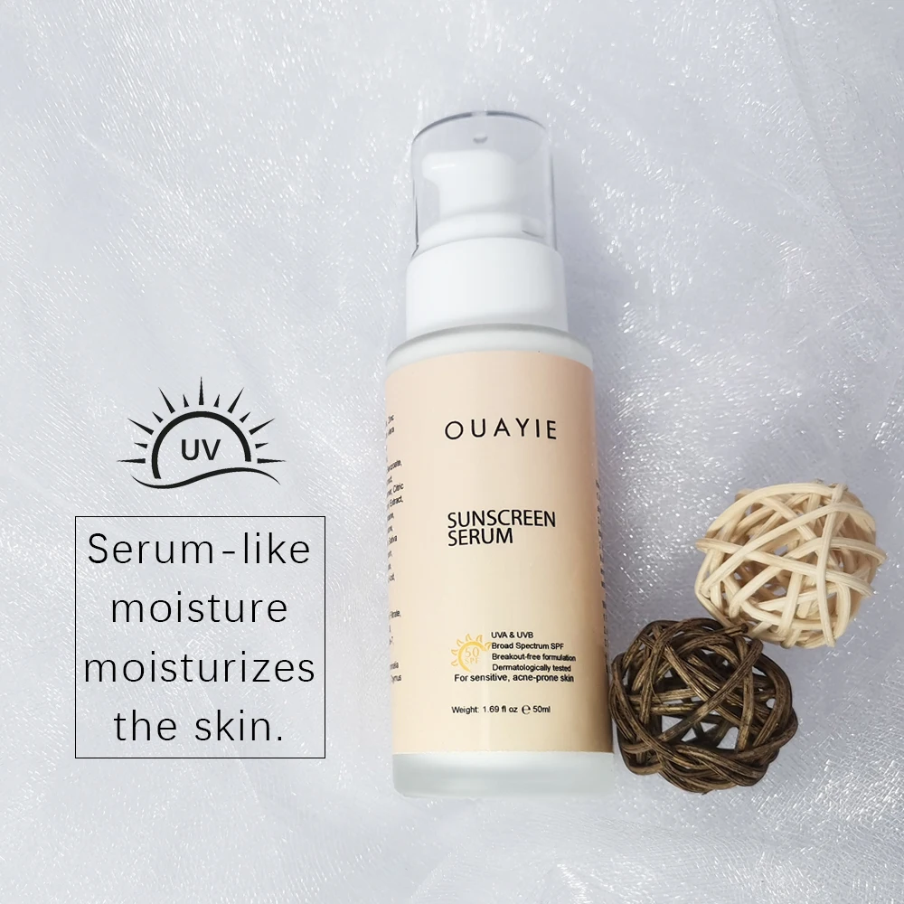 BLIW Private Label UV Protection Beauty SPF 50 Moisturizing Hydrating Broad Spectrum Acne Sensitive Face Sunscreen Serum