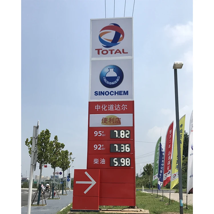 Petrol Station Price Signboard Led Advertising Advertisement Gas Station Pylon Sign