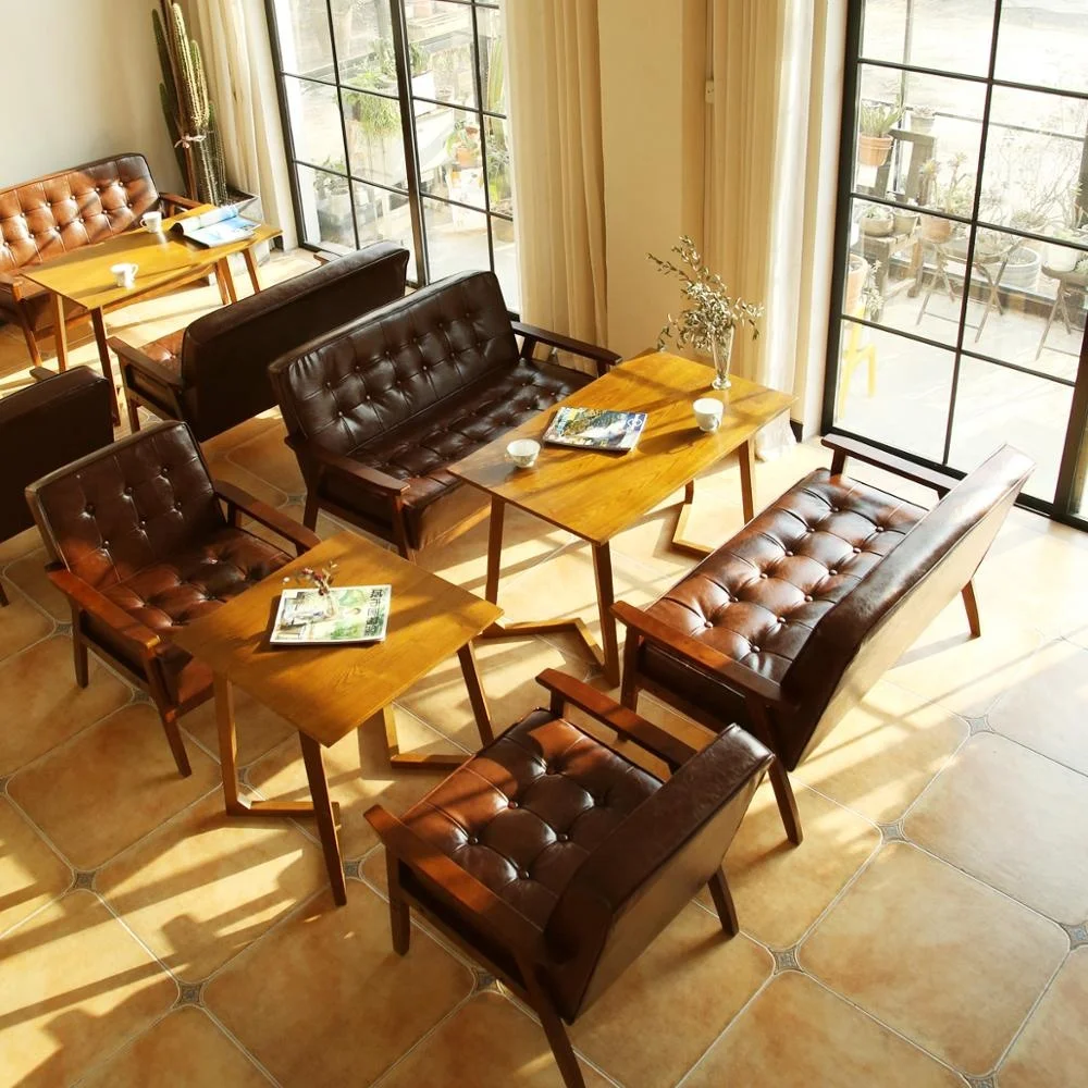 Modern hotel restaurant furniture coffee leather sofa living room leisure waiting sofa