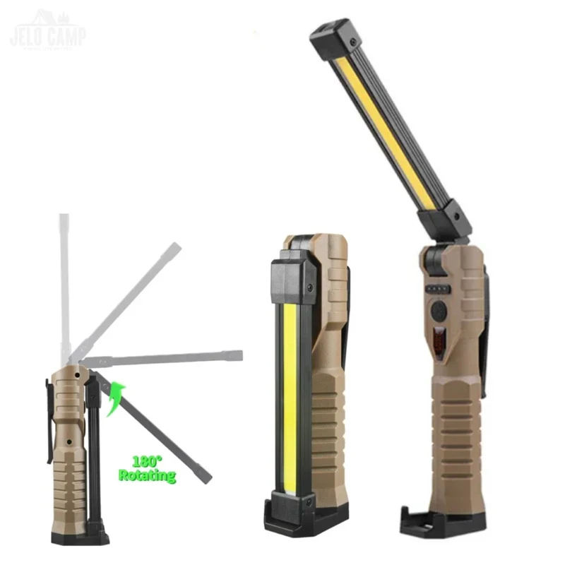 Portable USB rechargeable COB LED work light emergency magnetic Base Mechanic Working light High bright Repair Lamp