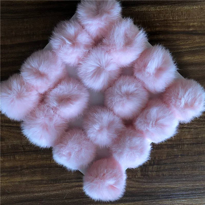 Fluffy 8cm rabbit fur ball natural fur pom poms for Beanie hat