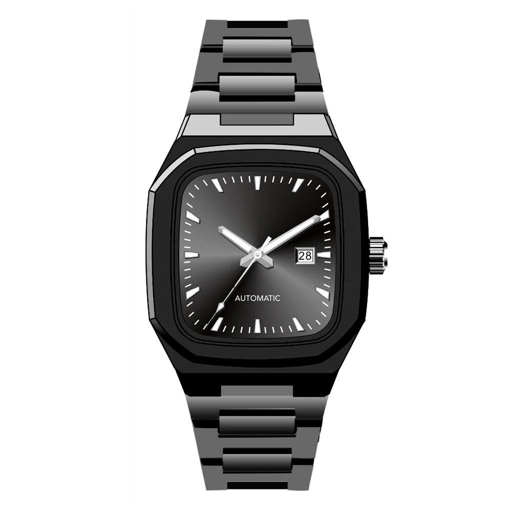 Casual Gold Couple Hand Watch Men Luxury Mechanical Watch Stainless Steel Automatic Rectangle Design Quartz Watches For Women