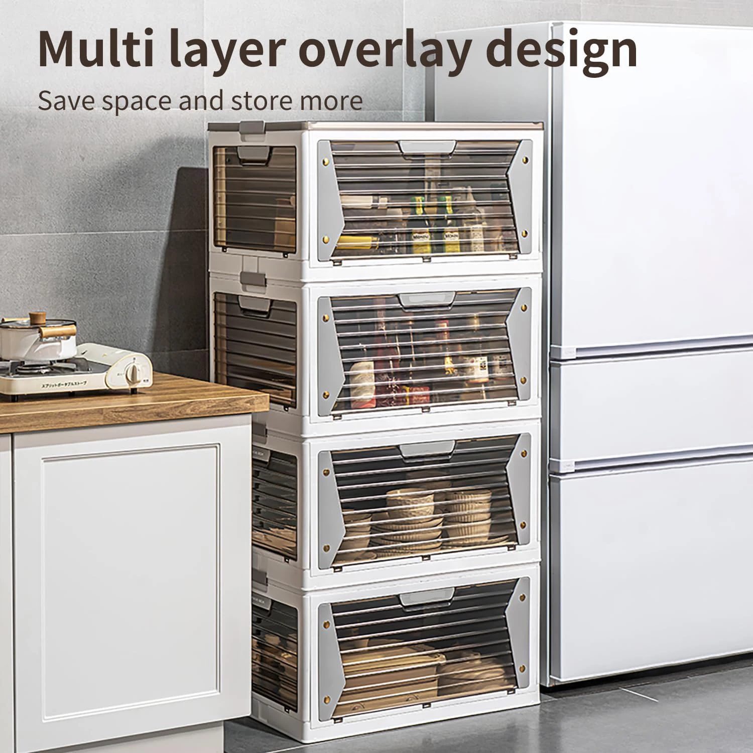 Stackable Storage Organizer With Wheels Storage Containers with Lids Collapsible Box With Handle for Bedroom Living Room Kitchen