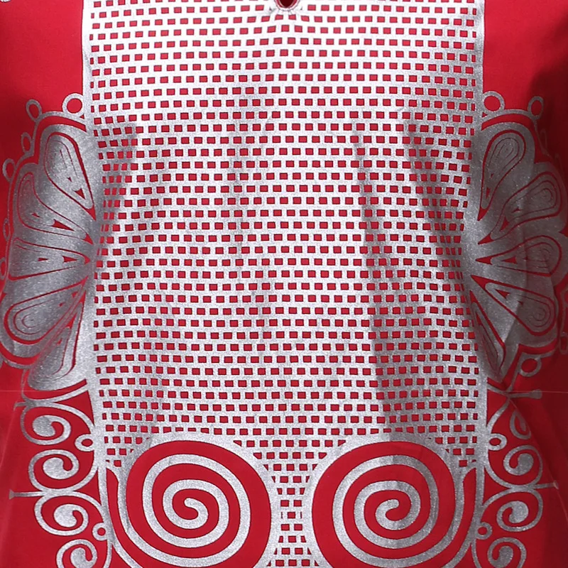 
Hot Sale 55% Cotton 45% Polyester Hot Stamping Long Sleeve African Style Shirt Dashiki 