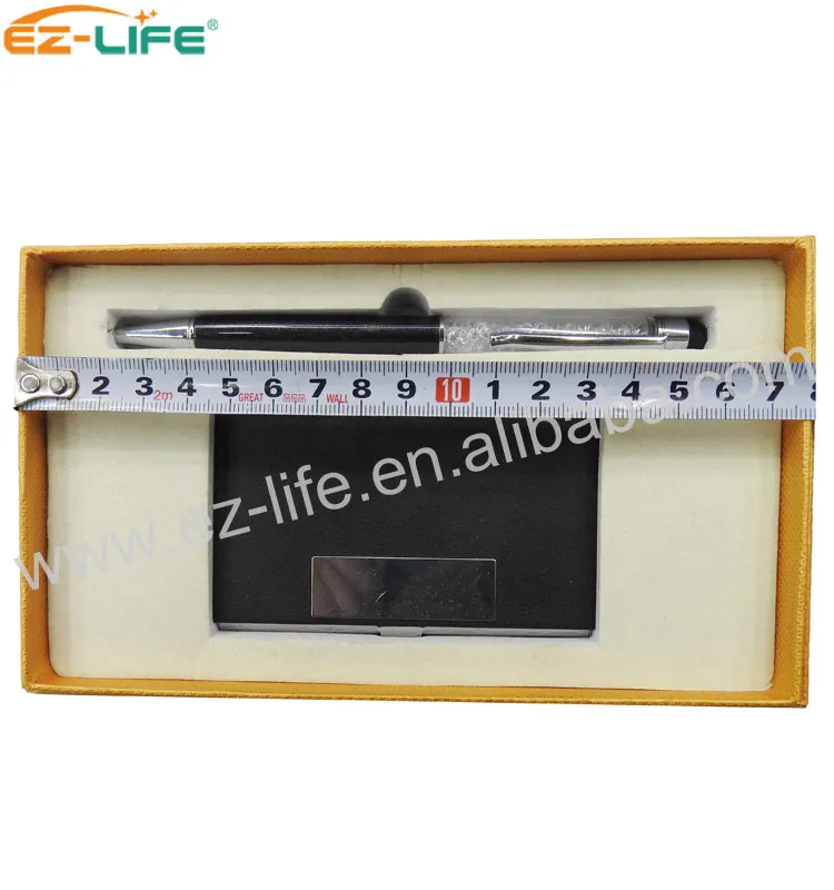 Popular romantic gifts items Fashional Stationery And Office Supplies Card Holder Custom Crystal Pen with wallet for women