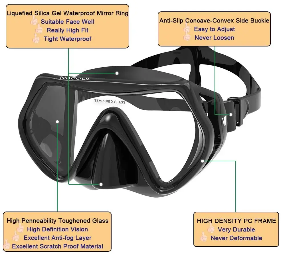 Hot Sales Silicone Diving Accessories Professional Diving Equipment Anti-fog Scuba Diving goggles For Adults and Teenagers