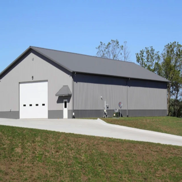 Steel warehouse for a construction site with parapet wall cladding