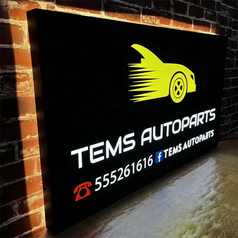 Koncept 24inch Advertising Signs Luminous Light Box Hanging Wall Stainless Steel Hollow Out Backlit Logo Box Light Billboard