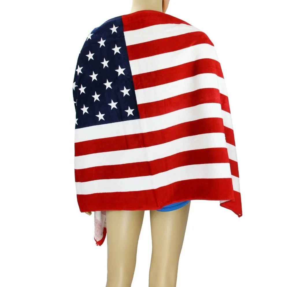 Китайский поставщик 100% чистый хлопок 30x60 дюймов Британский союз Jack/американский/канадский флаг печатные банные пляжные полотенца с