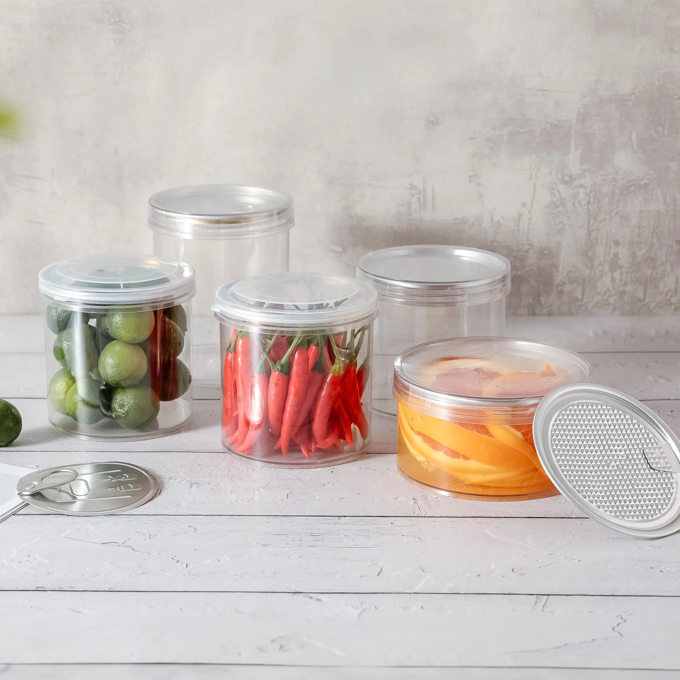 Custom Wholesale Empty 4 oz 8 oz 16 oz Empty Container Clear food can pet plastic jar with easy open lid screw cap