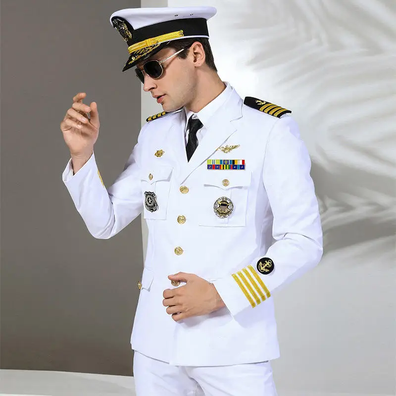 AI-MICH Quality Multifunction Pilot Aviation Uniforms Suit Gentleman White Gown Unique Simple Design Safety Clothing