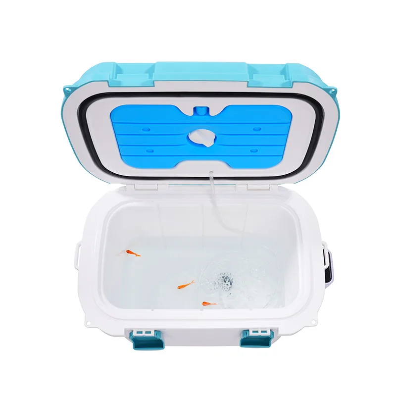 Customized 13qt cheap price plastic fishing live bait boxes with aerator cool fishing bait storage
