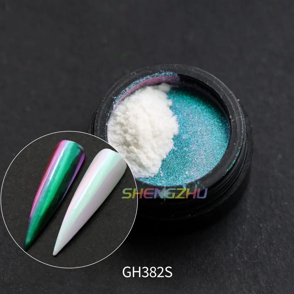 new arrival GH38 series nail chrome transparent aurora mermaid duochrome chameleon pigment powder loose powder