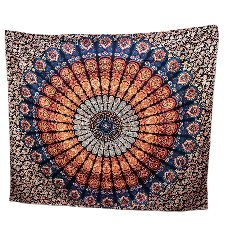 Wholesale Custom Indian Bohemian Mandala Boho Hippie Polyester Digital Printed Wall Hanging Tapestry for Bedroom Decor