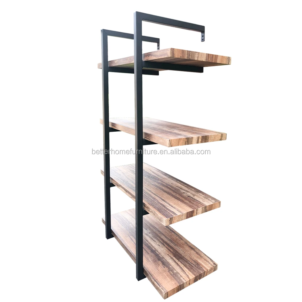 
 Деревянные металлические плавающие полки ZJH в деревенском стиле, набор из 4 деревянных настенных полки из натурального массива дерева для домашней мебели  