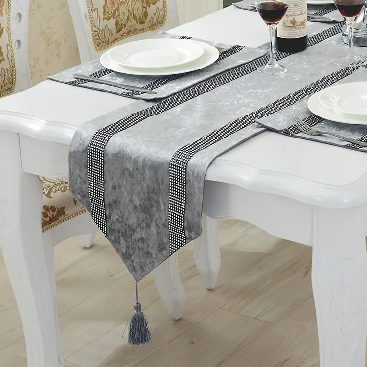 Luxury Table Runner for Diamonds with Tassels Farmhouse Rustic Imitate Linen Colorful Stripe for Coffee Table Decor Kitchen