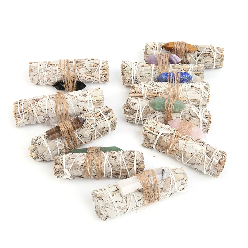 Оптовая продажа Калифорнийский пакет белого шалфея размазывающаяся палка с кристаллами двойные контакты