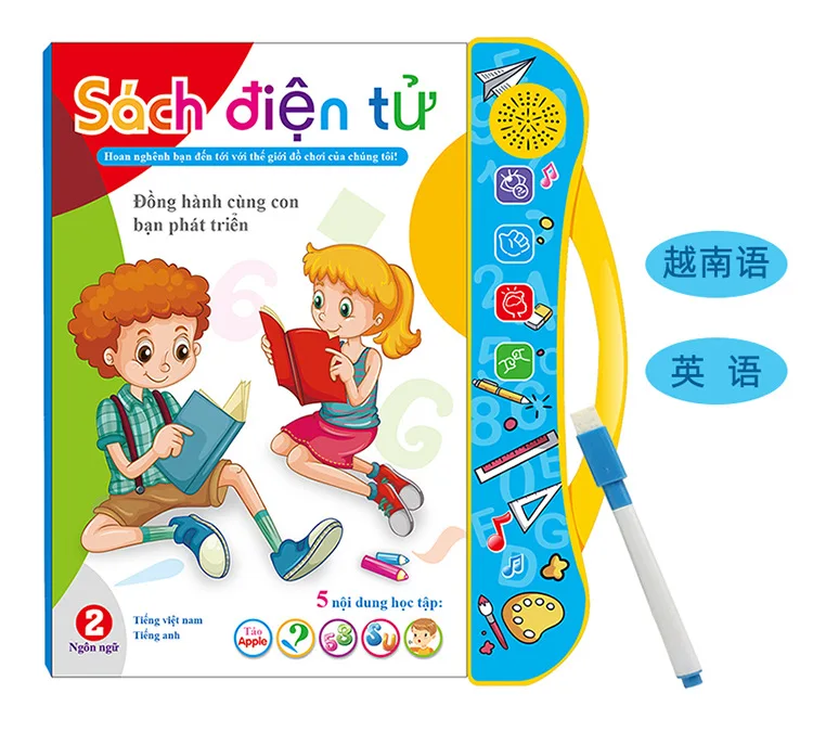 Hot Sale Vietnamese English Bilingual Kids Electric Point Reading Machine Learning Machine Sound E-Book For Children