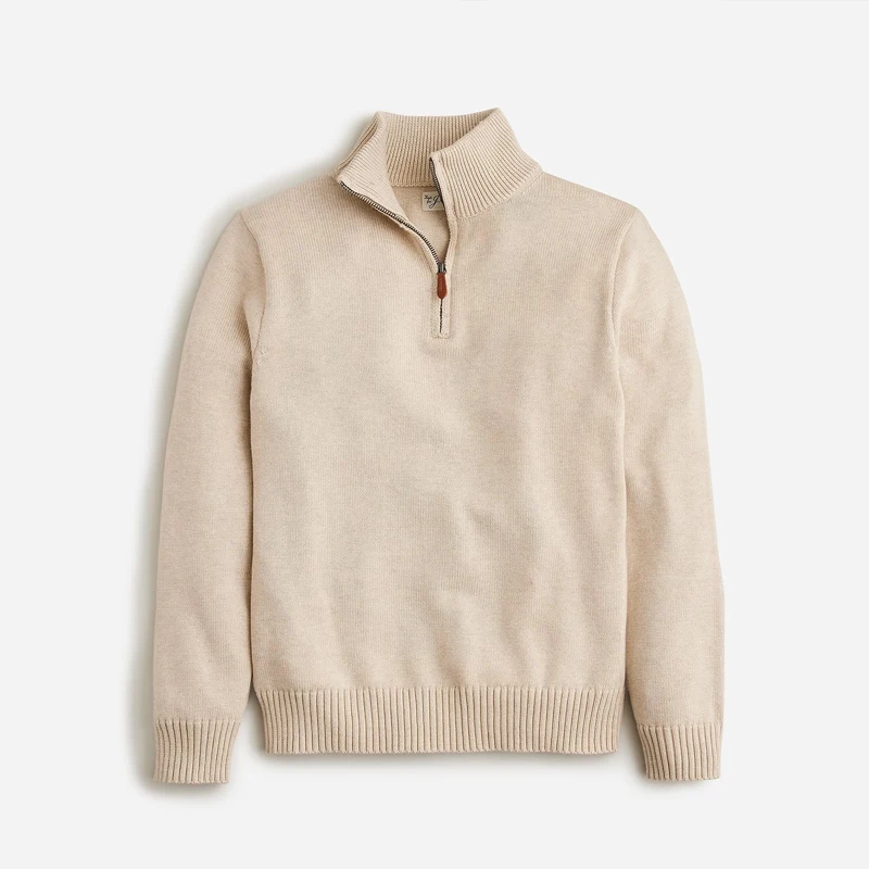 YUNXUN Knitwear Custom Jumper 100% Cotton Knit 1/4 Zip Pullover High Neck Men Half Zip Sweater