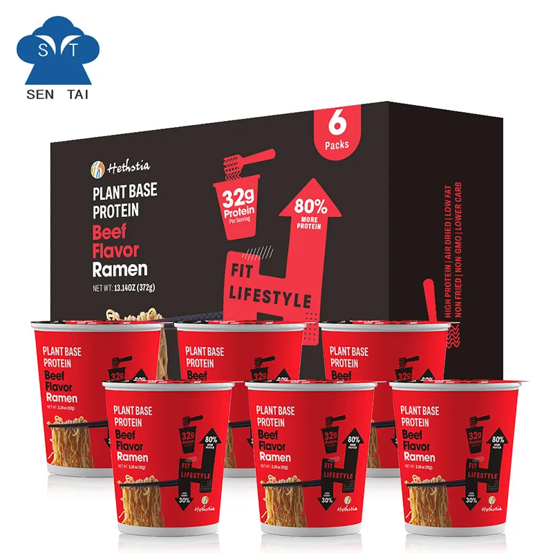 High Protein Keto Friendly Vegan Non-GMO Kosher Low Carb Plant-Based Noodles Beef Flavor Cup Noodles