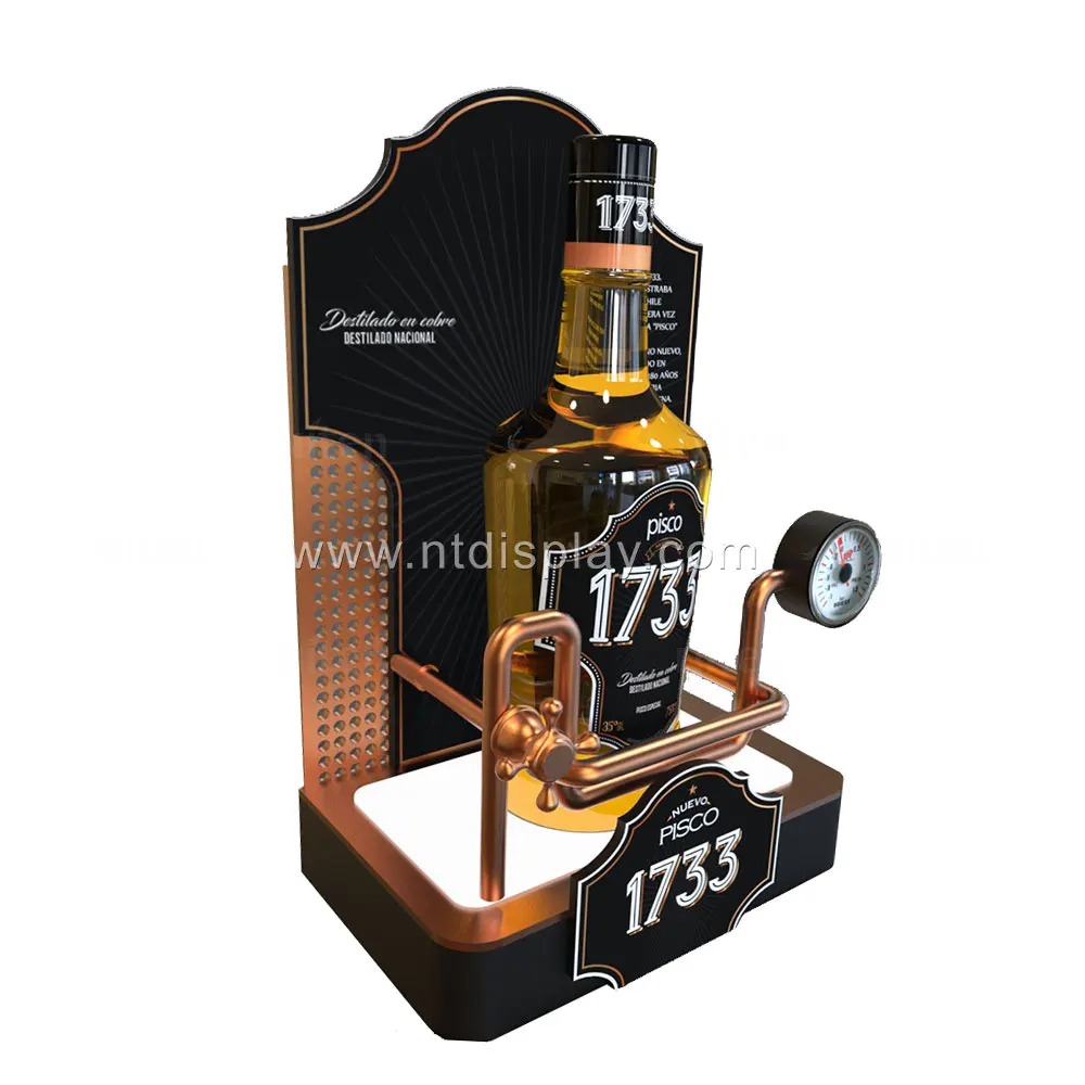 Custom design bar counter wine display cabinet thermostatic supermarket retail store liquor wine display stand