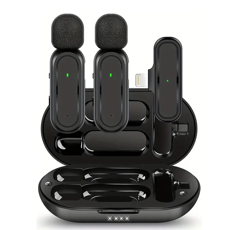 Mini Wireless Phone Micro Wireless Tie Mic Interview Video Recording Lapel Professional Lavalier Dual Wireless Microphone