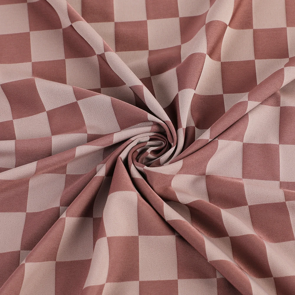 
Quick delivery stylish woven garment 4 way stretch polyester silk satin check fabric 
