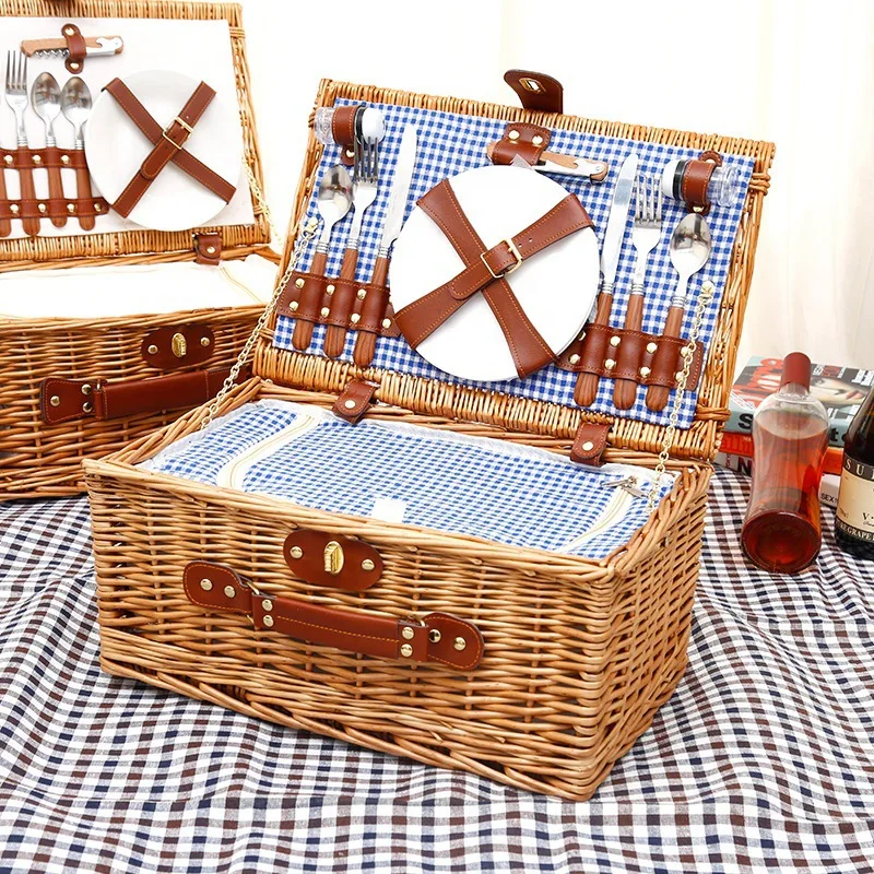 Top quality customized logo empty wicker hamper basket gift