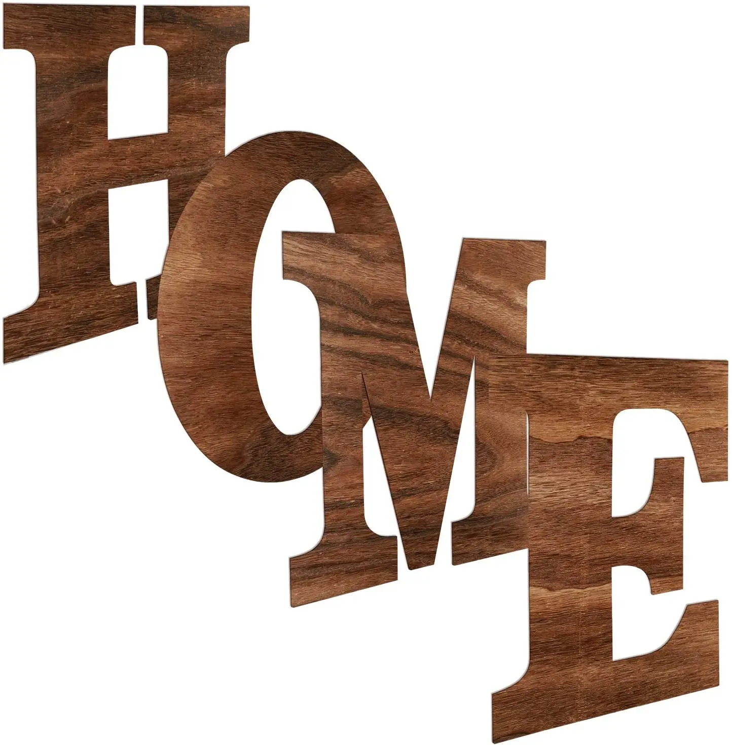 4 Pieces 12 Inch Wooden Letters Large Rustic Nature Wood Signs Brown Wooden Home  Wall Decoration