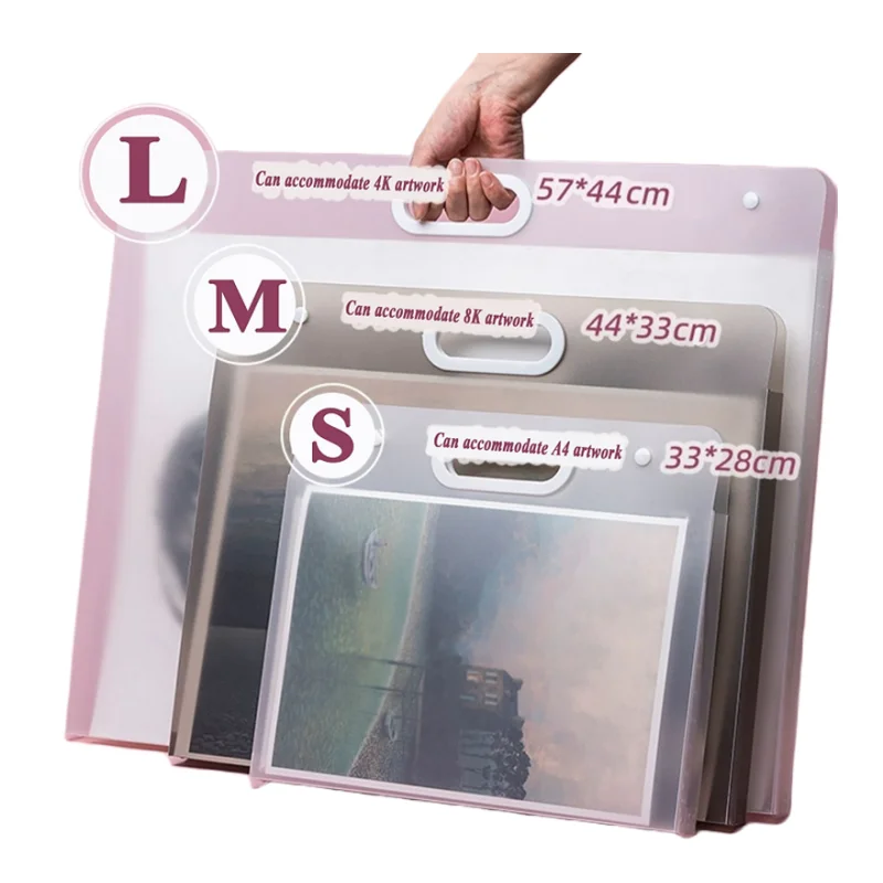 Transparent A4 Large Portfolio Folder PP Button Carrying Bag Poster Storage Bag  Portable Artwork Organizer Bag Documents Folder