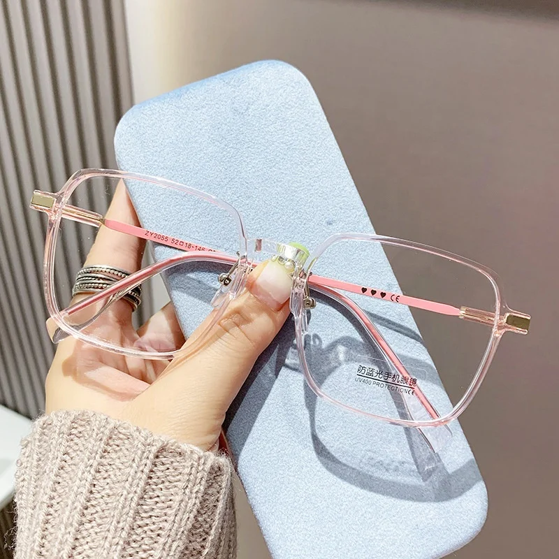 fashion woman anti blue light glasses gold black pc alloy large size lunettes antireflet 2024 girls eyeglasses photochromic