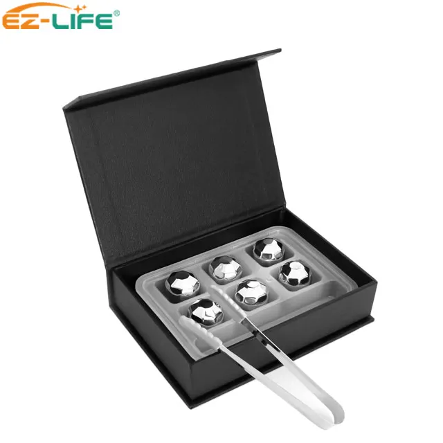 Most Popular Items Reusable stainless steel ice cube   Diamond  Whiskey Stones with Tongs bottle stopper gift set