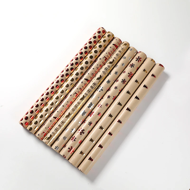 
Gold shiny metallized paper for Christmas&holidays kraft Gift Wrapping Paper roll 