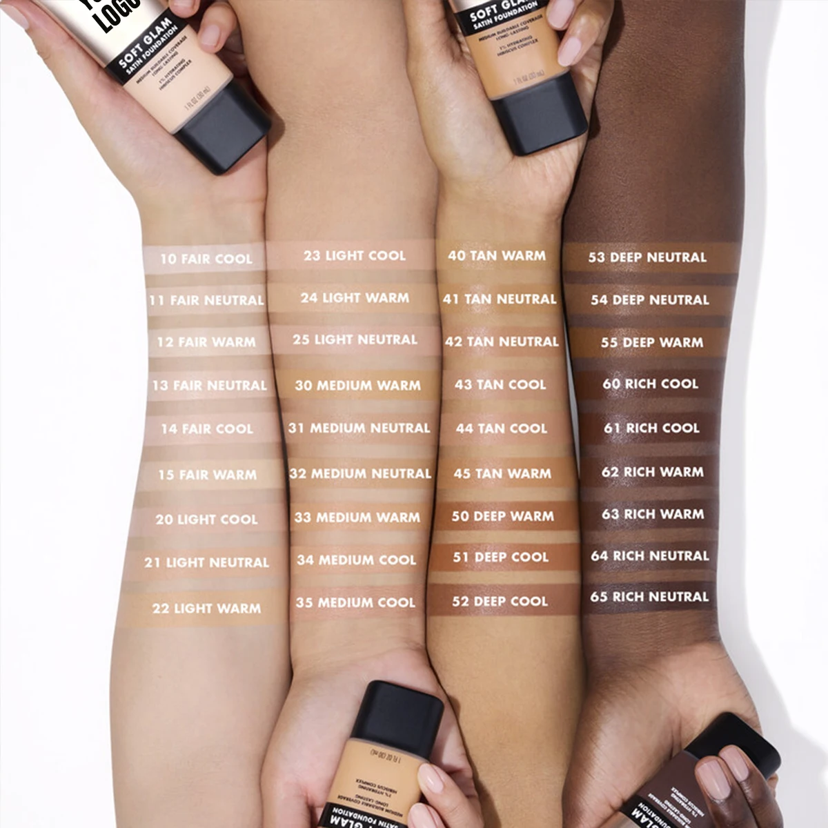Wholesale 55 Colors Vegan Full Coverage Waterproof Concealer Whitening Brightening Cruelty-Free Natural Liquid Foundation
