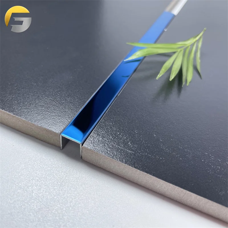 V 0256 Most Popular Wall Edges U Shape Sapphire Blue Tile Accessories Super Mirror Stainless Steel Tile Trim Strips