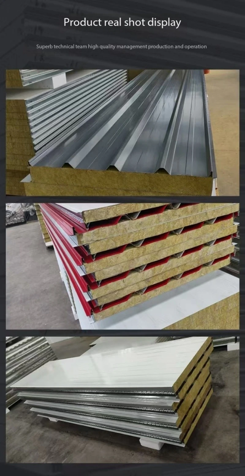 Manufacturers direct sales fire noise reduction insulation rock wool roofing board steel Sandwich Panel Roof wool